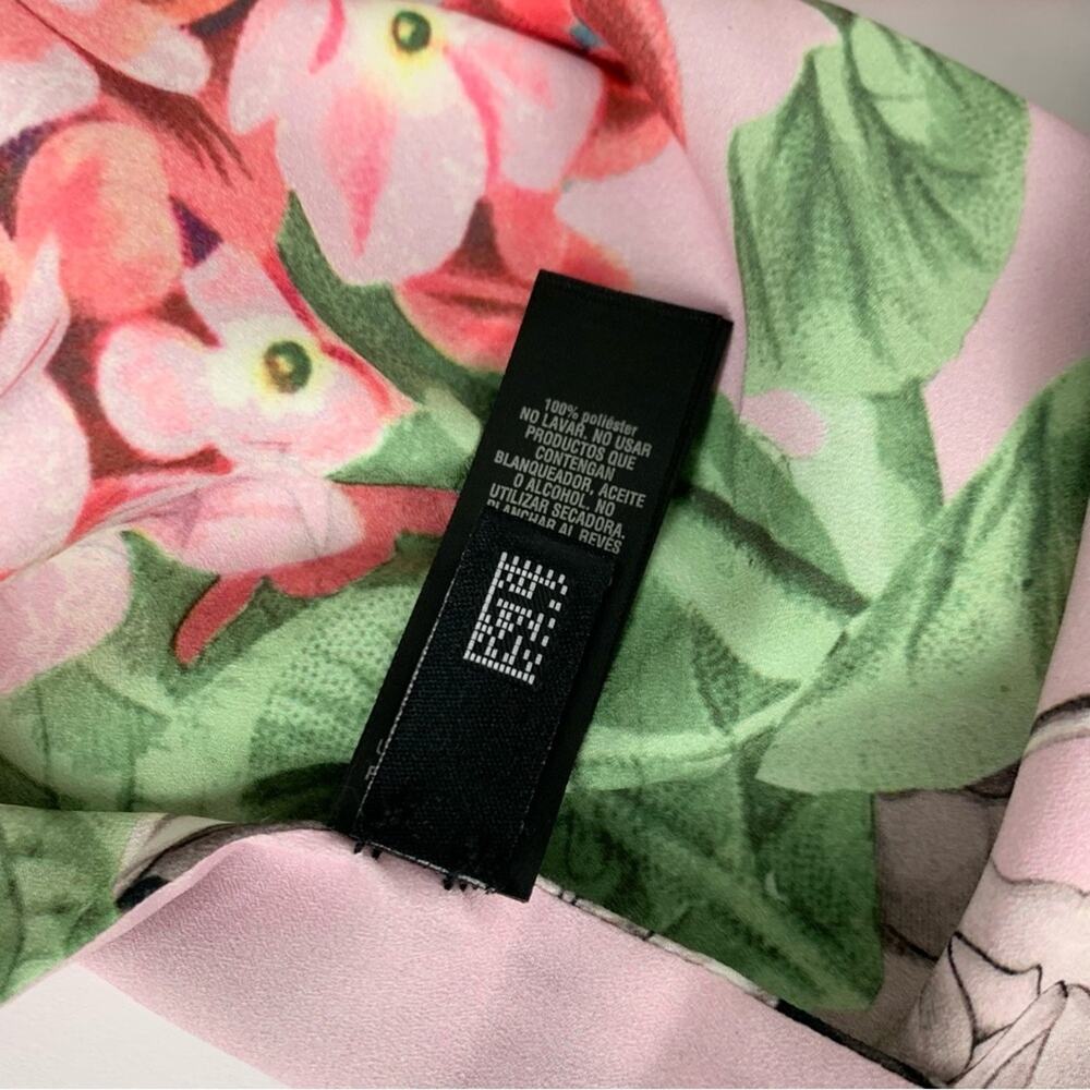 Ted Baker Palace Gardens Floral Chevron Striped Pink Skinny Scarf 10”x 70” - Picture 8 of 10